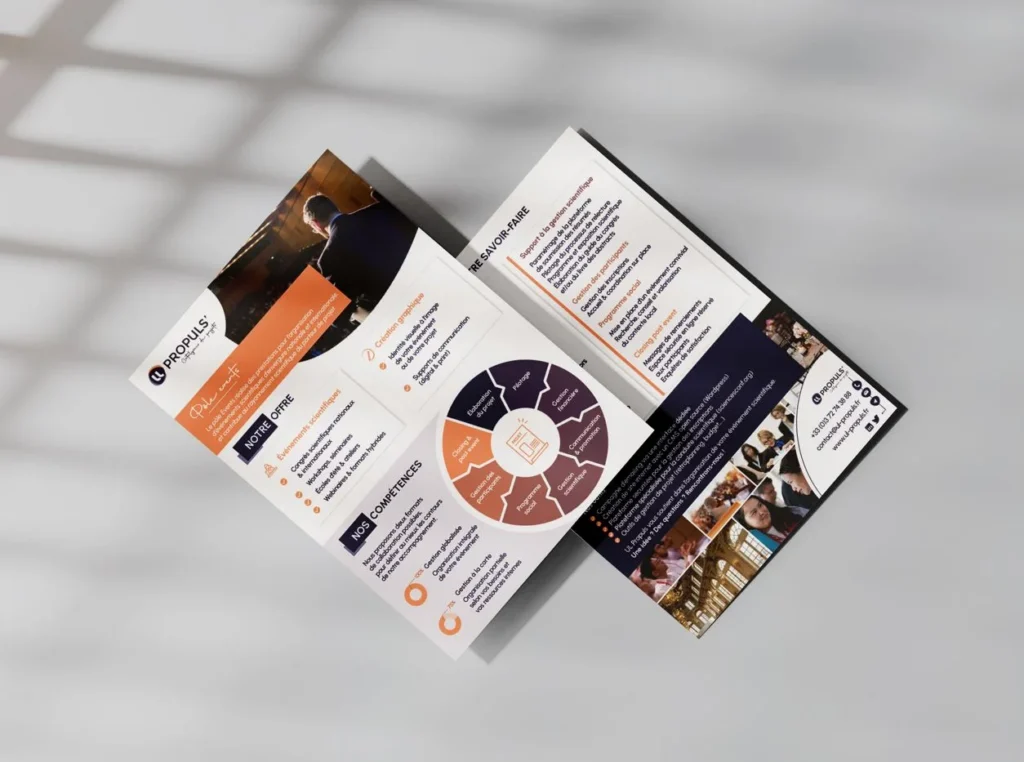 Flyer recto verso du pôle évènementiel